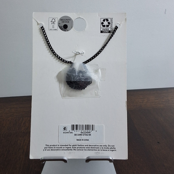 Men's Stainless Steel 24" Camouflage Dog Tag Pendant Necklace, NEW - Picture 2 of 2